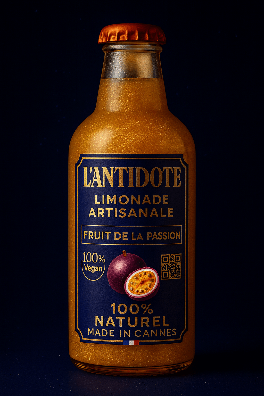 L’ANTIDOTE – FRUITS DE LA PASSION 🫐 33cl - L’ANTIDOTE Limonade Pailletée Made in Cannes