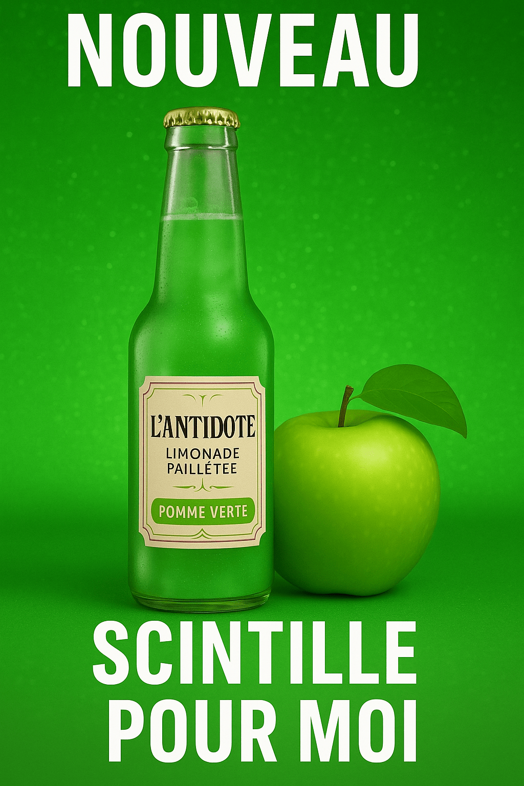 Pack L’ANTIDOTE Pomme Verte – Duo + Surprise - 3x33cl - L’ANTIDOTE Limonade Pailletée Made in Cannes