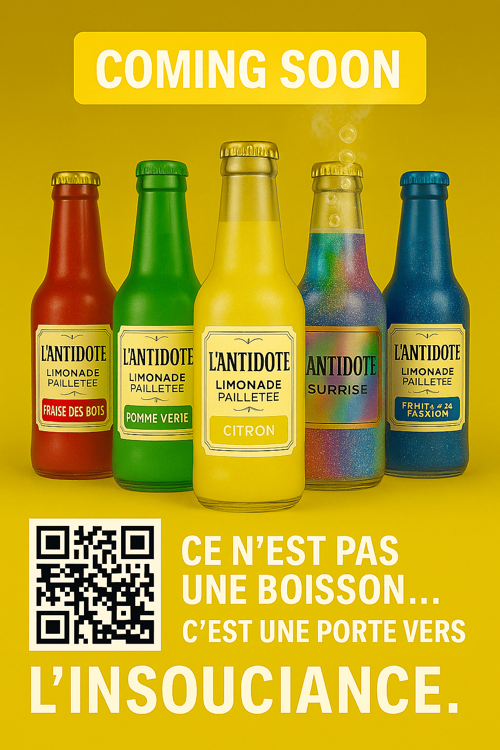 L’ANTIDOTE – FRAISE DES BOIS 🍓33cl - L’ANTIDOTE Limonade Pailletée Made in Cannes