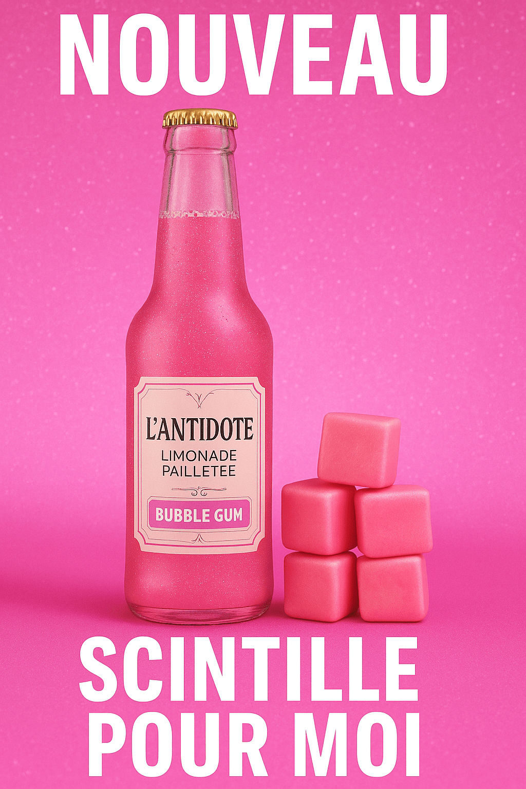 Pack L’ANTIDOTE Bubble Gum – Duo + Surprise - 3x33cl - L’ANTIDOTE Limonade Pailletée Made in Cannes