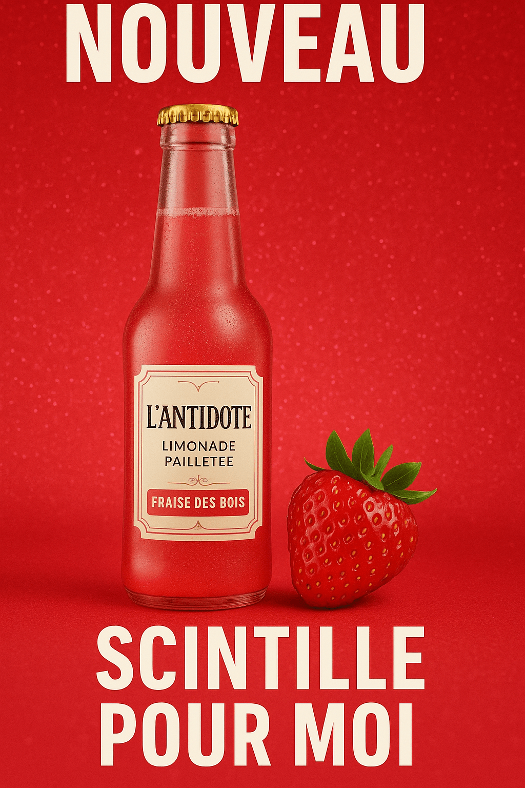 Pack L’ANTIDOTE Fraise de Bois – Duo + Surprise - 3x33cl - L’ANTIDOTE Limonade Pailletée Made in Cannes