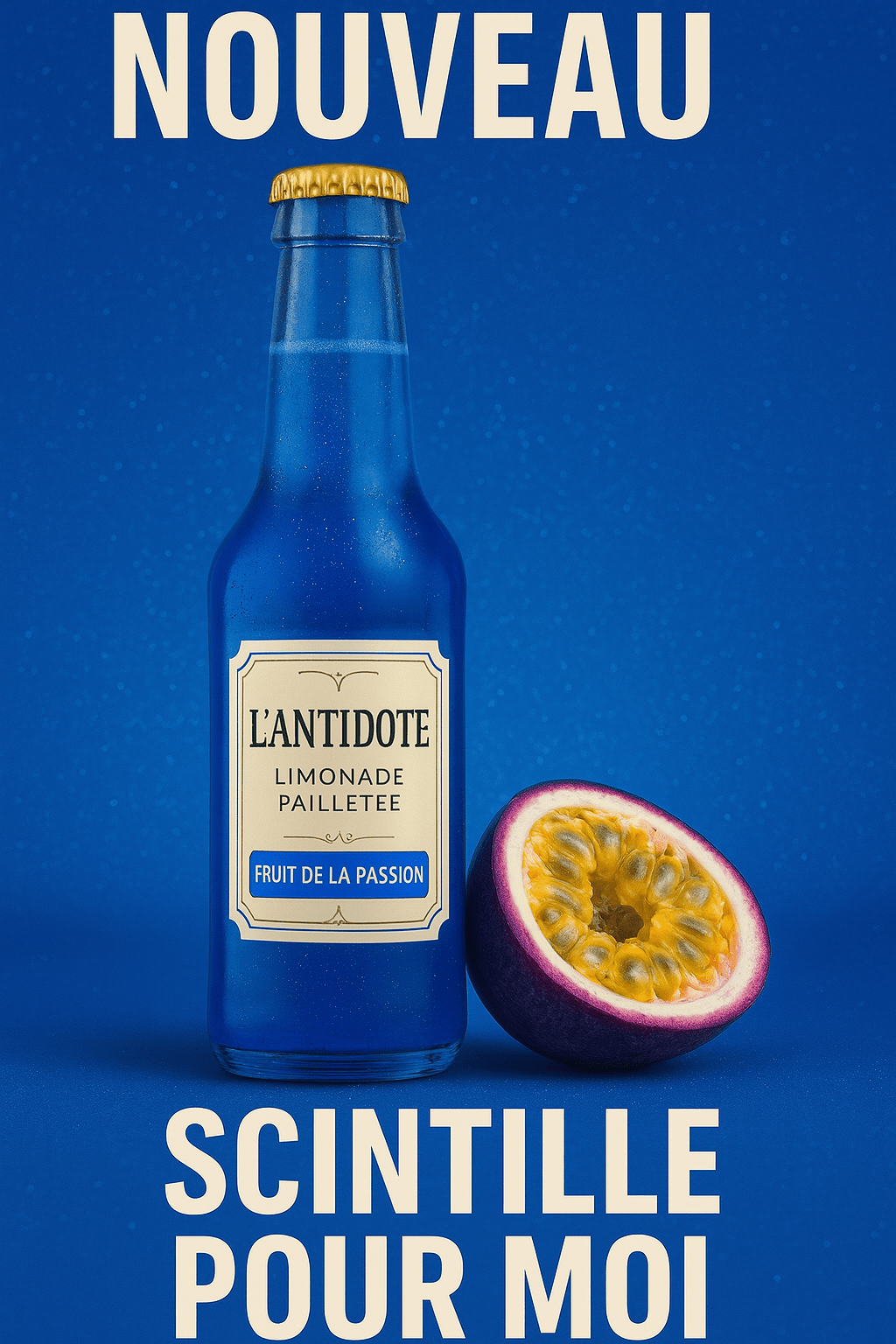 Pack L’ANTIDOTE Fruits de la Passion – Duo + Surprise - 3x33cl - L’ANTIDOTE Limonade Pailletée Made in Cannes